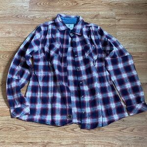 Legendary Whitetails Plaid Flannel Shirt Red Blue Button Front Small